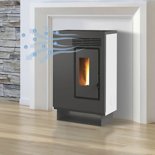 Печь-камин на пеллетах - ECO60H – PIEDISTALLO ACCIAIO GRIGIO - FAIR srl - 0-5 кВ / на ножках / современная