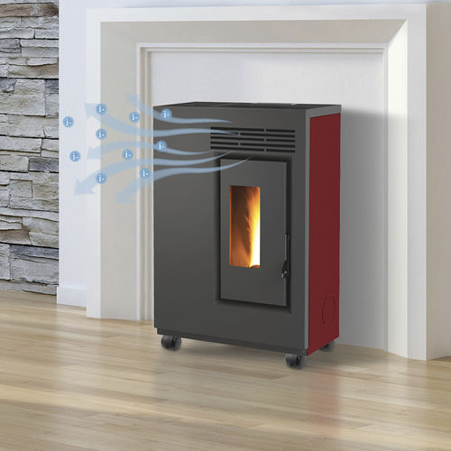 Печь-камин на пеллетах - ECO60H – RUOTE PVC GOMMATE - FAIR srl - 0-5 кВ / отдельностоящая / современная