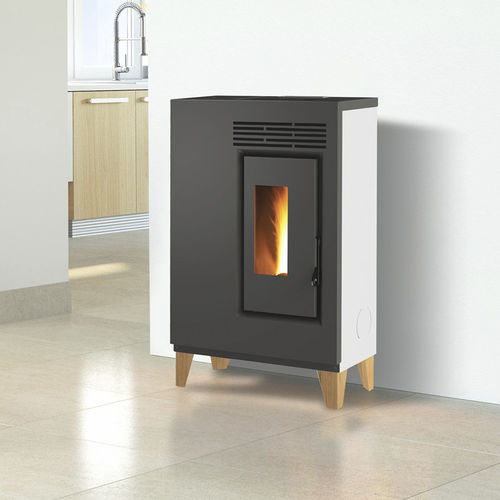 Печь-камин на пеллетах - ECO60 – PIEDINI LEGNO NATURALE - FAIR srl - 0-5 кВ / на ножках / современная