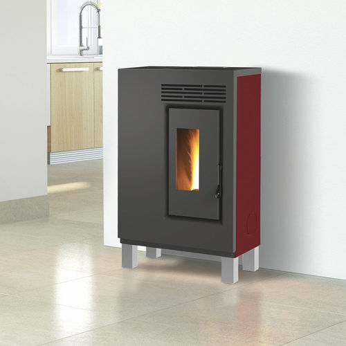 Печь-камин на пеллетах - ECO60 – PIEDINI LEGNO METALLIZZATO - FAIR srl - 0-5 кВ / на ножках / современная
