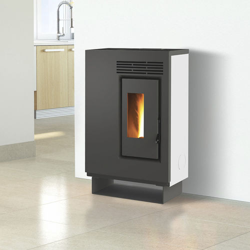 Печь-камин на пеллетах - ECO60 – PIEDISTALLO ACCIAIO GRIGIO - FAIR srl - 0-5 кВ / отдельностоящая / современная