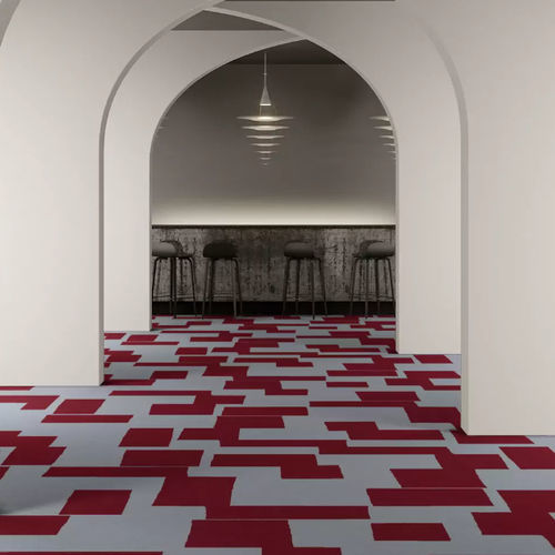 Тафтинговое ковровое покрытие - SHE LB6 - EGE CARPETS - из шерсти / c геометрическим рисунком / серое