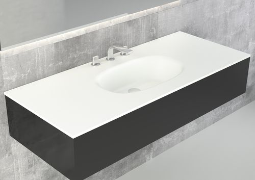 Встраиваемая раковина - FLOW 1S - HIDROBOX by absara - из Solid Surface / с регулируемым зеркалом / овальная