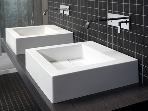 Настольная раковина - FORMAT - HIDROBOX by absara - из Solid Surface / квадратная / современная