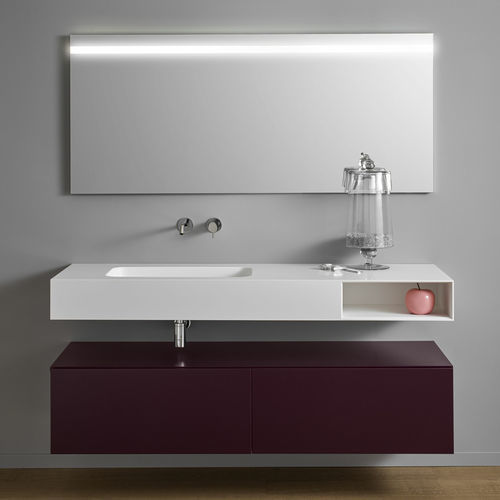 Подвесная раковина - M-EDGE - F.lli Stocco s.r.l. - из Corian® / с полкой / прямоугольная