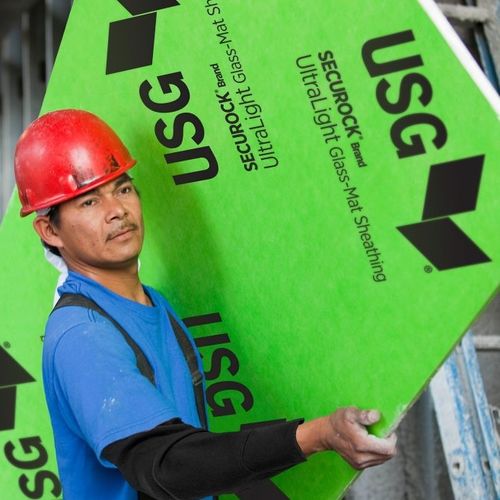 Гипсокартон с высоким сопротивлением - SECUROCK® BRAND FIRECODE® X - USG - прямоугольный / огнестойкий / из долговечных материалов