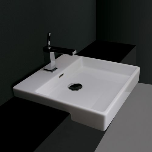 Полуутопленная раковина - PLAIN 45S - Ws Bath Collections - из керамики / с умягчителем воды / квадратная