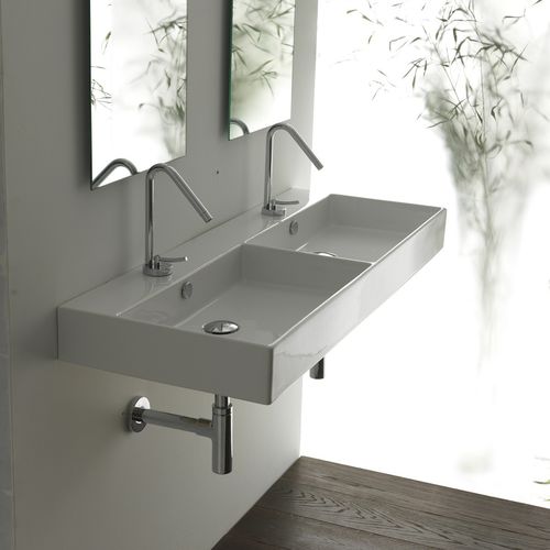 Подвесная раковина - UNLIMITED 120 - Ws Bath Collections - из керамики / двойная / прямоугольная