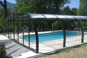 Высокий навес для бассейна - PARADISE - PISCINES MAGILINE - телескопический / из нержавеющей стали / с ручным приводом