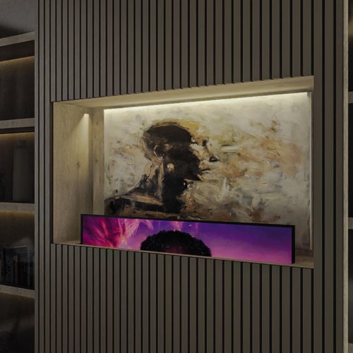 Подставка под телевизор на ножке с подъемником экрана - ARCHIMEDE   - Digisonic Srl - со скрытым кабелем / из стали / из алюминия