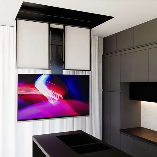 Современный потолочный кронштейн для телевизора - ULISSE EXTENDER  - Digisonic Srl - подвижный для потолков / с дистанционным управлением / с подъемником экрана