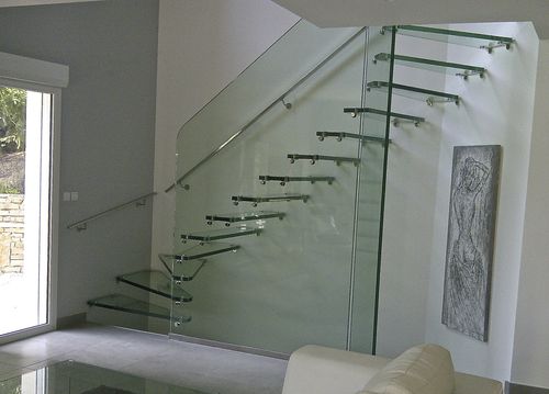 Лестница с поворотом на 90° - SKYSTEP VERRE STANDARD - Trescalini - со стеклянными ступеньками / стеклянная конструкция / современная