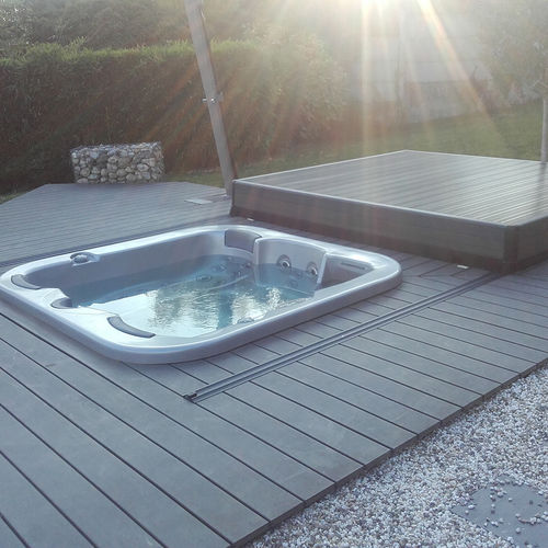 Автоматическая передвижная терраса - POOLDECK - 1 PLATEAU - Azenco Groupe - для заглубленного бассейна