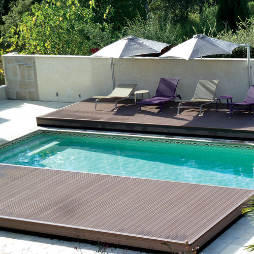 Автоматическая передвижная терраса - POOLDECK - 2 PLATEAUX - Azenco Groupe - для заглубленного бассейна