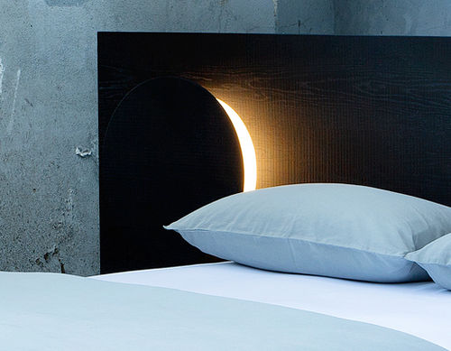 Изголовье кровати для двуспальной кровати - LLORONA - HMD Furniture - современное / из лакированной древесины / со встроенным светильником