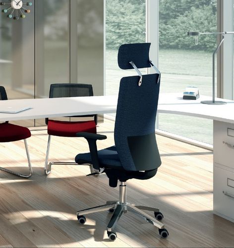 Современное директорское кресло - OFFICE495 - SEANROYALE - из кожи / из ткани / из алюминия