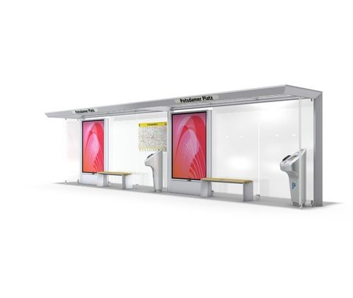 Крытая автобусная остановка из стекла - FLEX SERIES - Wall AG - из металла / умная / со встроенным  wi-fi