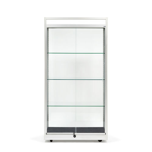 Современный стеклянный шкаф - HAUTE V1 ARGENT - SARAZINO VITRINES - из анодированного алюминия / из закаленного стекла / со встроенным замком