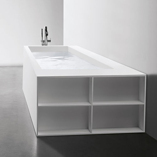 Отдельностоящая ванна - BIBLIO - ANTONIO LUPI - встраиваемая / из Corian® / со встроенным ящиком
