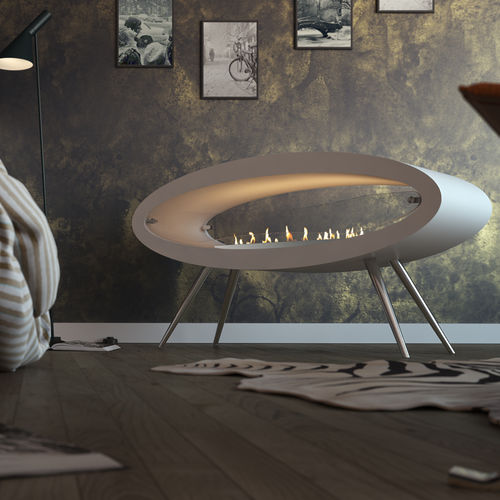 Камин на биоэтаноле - ELLIPSE FLOOR - Decoflame - отдельностоящий / двусторонний / с открытой топкой