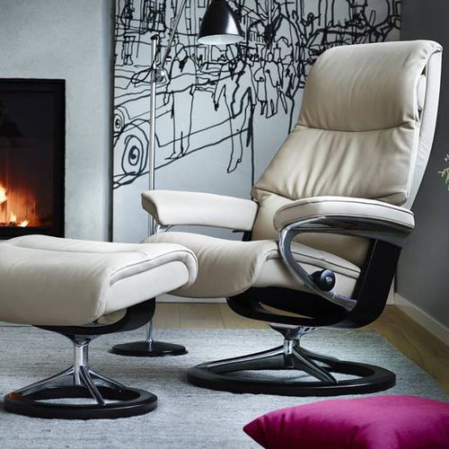 Современное кресло - VIEW SIGNATURE - Ekornes - из кожи / из ткани / с опорой для ступней