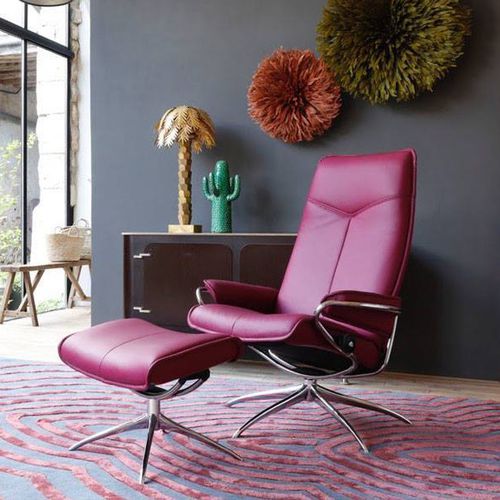 Современное кресло - CITY - Ekornes - из кожи / из ткани / из стали