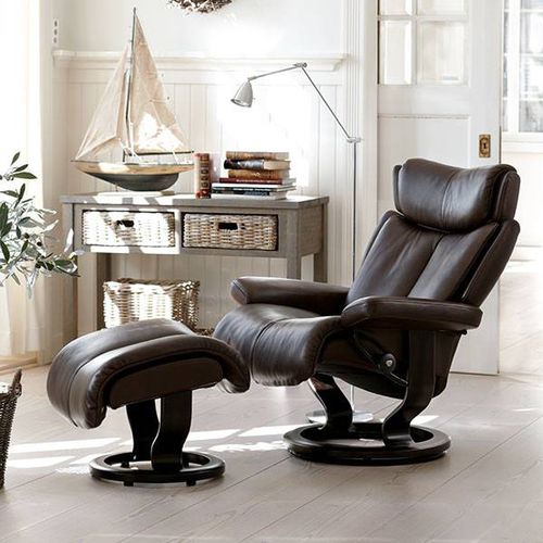 Современное кресло - MAGIC  - Ekornes - из кожи / из ткани / из дерева