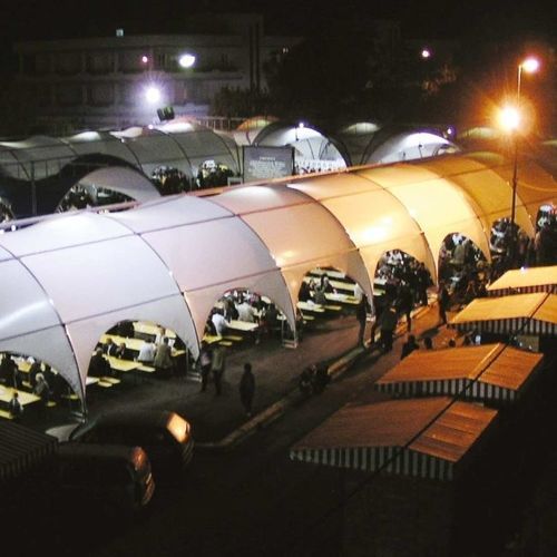 Натяжная конструкция на металлическом каркасе - Arcotunnel - SPRECH S.r.l. - с аркой / для покрытий / с мембраной из полиэстера