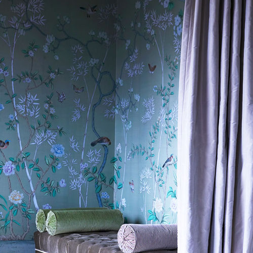 Классический обои - PORTOBELLO - DE GOURNAY - из шелка / с китайскими мотивами / имитация ткани