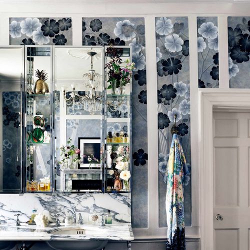 Классический обои - ANEMONES IN LIGHT - DE GOURNAY - в цветочек / имитация ткани / ручной работы