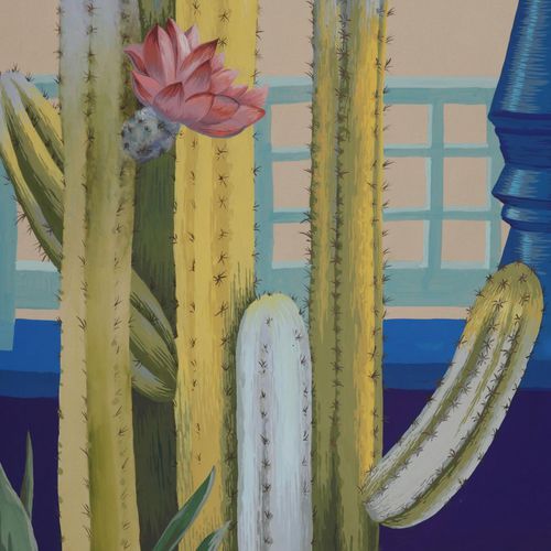 Классический обои - JARDIN MAJORELLE - DE GOURNAY - сцены из жизни / имитация ткани / серый