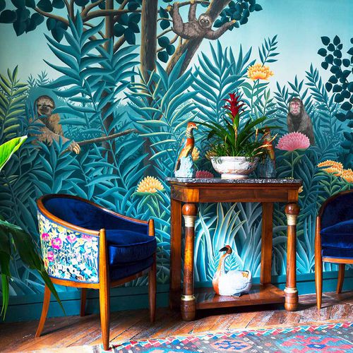 Классический обои - ROUSSEAU - DE GOURNAY - природный мотив / сцены из жизни / имитация ткани
