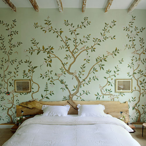 Классический обои - GUSTAVIAN GARDEN - DE GOURNAY - природный мотив / имитация ткани / ручной работы