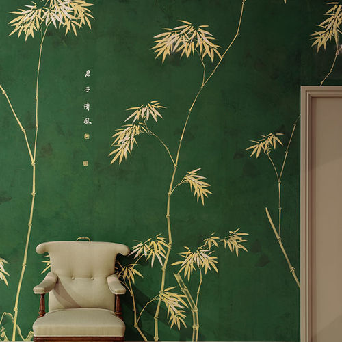 Классический обои - BAMBOO  - DE GOURNAY - природный мотив / имитация ткани / зеленый