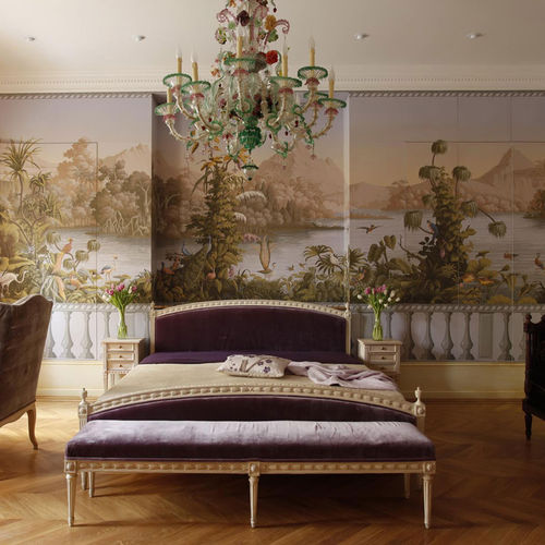 Классический обои - LE BRESIL - DE GOURNAY - с рисунком / имитация ткани / расписанный вручную