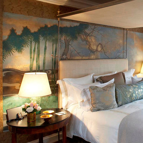 Классический обои - BAMBOO RIVER BLOSSOM - DE GOURNAY - с рисунком / имитация ткани / позолоченный
