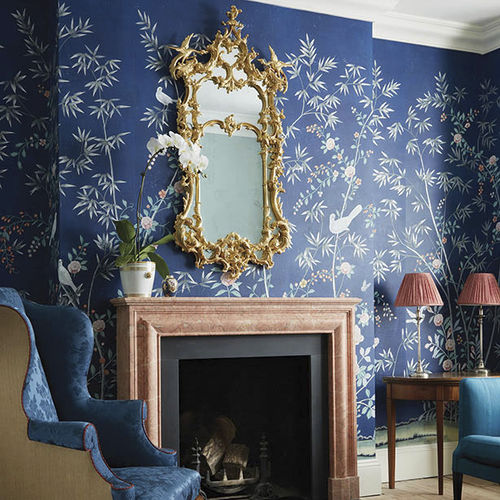 Классический обои - PORTMAN - DE GOURNAY - из шелка / с рисунком животных / с китайскими мотивами