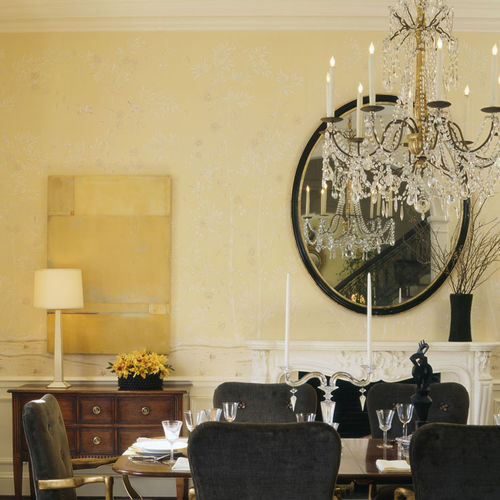 Классический обои - CHANTILLY  - DE GOURNAY - в цветочек / с китайскими мотивами / имитация ткани