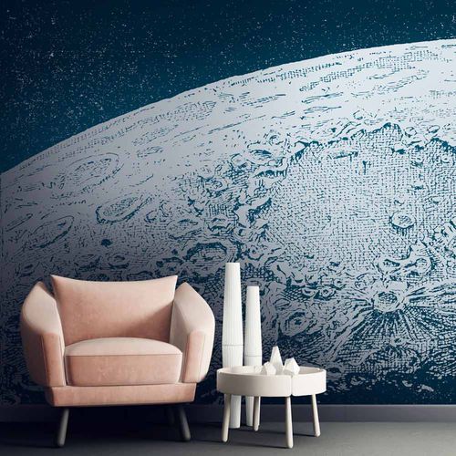 Обои уникальный дизайн - MOON MN3028 - LGD01 décor mural sur mesure - панорамный / имитация ткани / синий