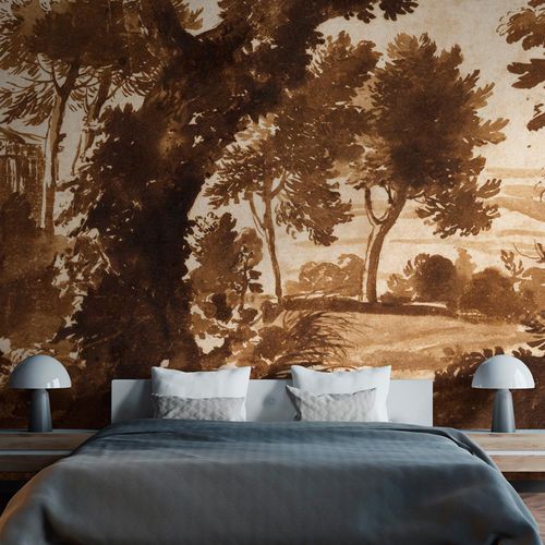 Классический обои - PAYSAGE AVEC UN TEMPLE - LGD01 décor mural sur mesure - природный мотив / в цветочек / имитация ткани