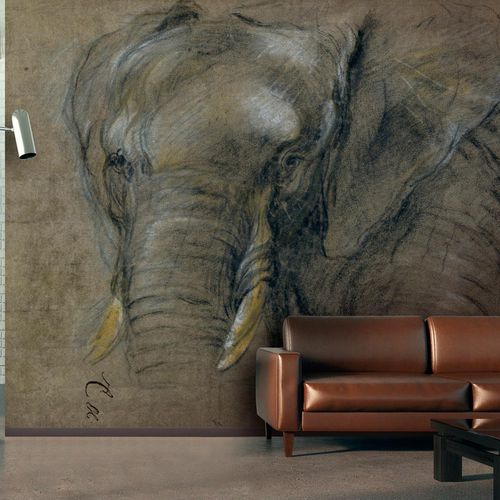Классический обои - ETUDE D’UNE TÊTE D’ÉLÉPHANT - LGD01 décor mural sur mesure - с рисунком животных / имитация ткани / цвет по индивидуальному заказу