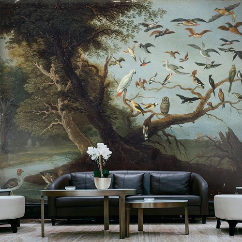 Классический обои - L’ARBRE AUX OISEAUX - LGD01 décor mural sur mesure - природный мотив / с рисунком животных / имитация ткани