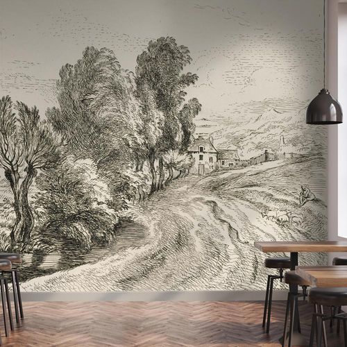 Обои стиль ар-нуво - ÉPREUVE DU 1ER ÉTAT - LGD01 décor mural sur mesure - эскиз / имитация ткани / имитация обоев