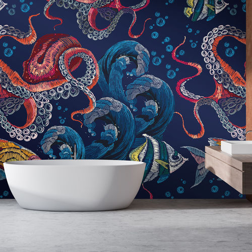Современный обои - MAREN MR4127 - LGD01 décor mural sur mesure - с рисунком животных / рисунок с волнами / имитация ткани