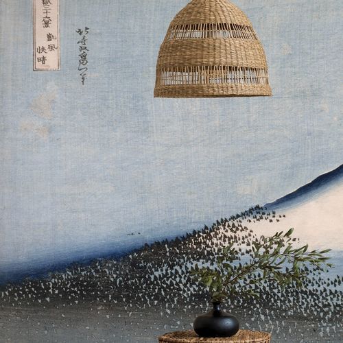 Классический обои - LE FUJI BLEU - LGD01 décor mural sur mesure - природный мотив / имитация ткани / цвет по индивидуальному заказу
