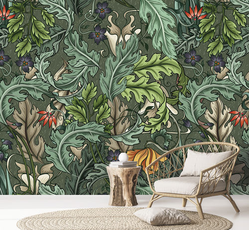 Современный обои - FOGLIA FG4082 - LGD01 décor mural sur mesure - в цветочек / панорамный / зеленый
