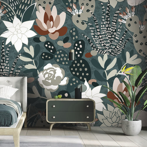 Обои скандинавский стиль - SUCCULENTE ST6708 - LGD01 décor mural sur mesure - природный мотив / с цветочным мотивом / панорамный