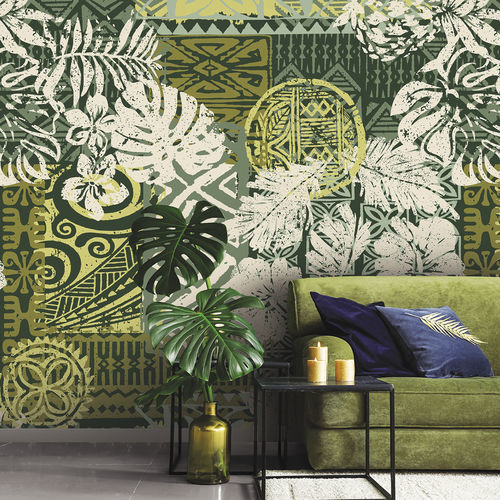 Современный обои - MOOREA MR3608 - LGD01 décor mural sur mesure - в цветочек / панорамный / зеленый