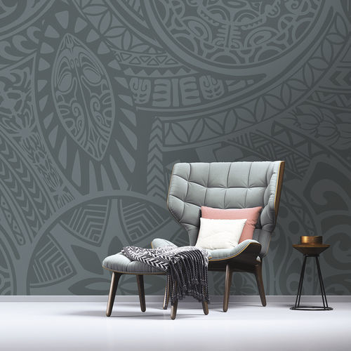 Этнический обои - POLYNESIA PL3809 - LGD01 décor mural sur mesure - панорамный / c геометрическим рисунком / синий