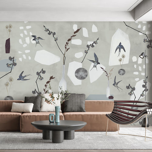 Современный обои - PAMPA - LGD01 décor mural sur mesure - природный мотив / с цветочным мотивом / имитация ткани